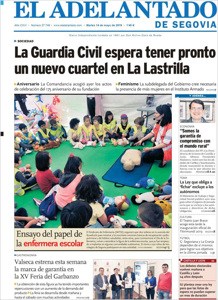 Portada de El Adelantado de Segovia (Espa&ntilde;a)