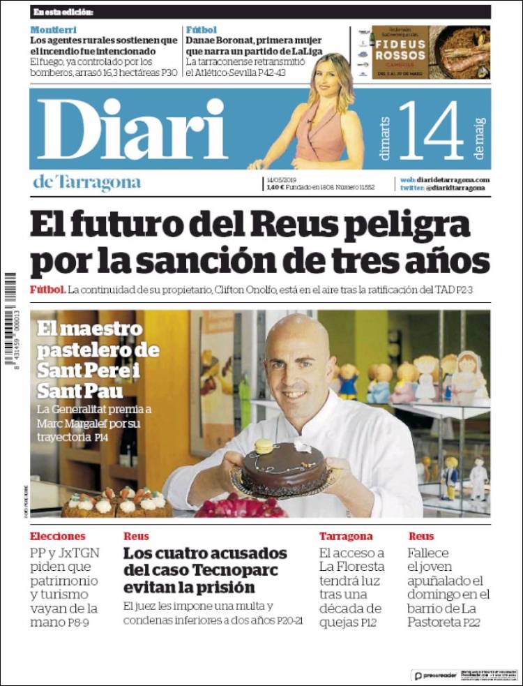 Portada de Diari de Tarragona (Espa&ntilde;a)