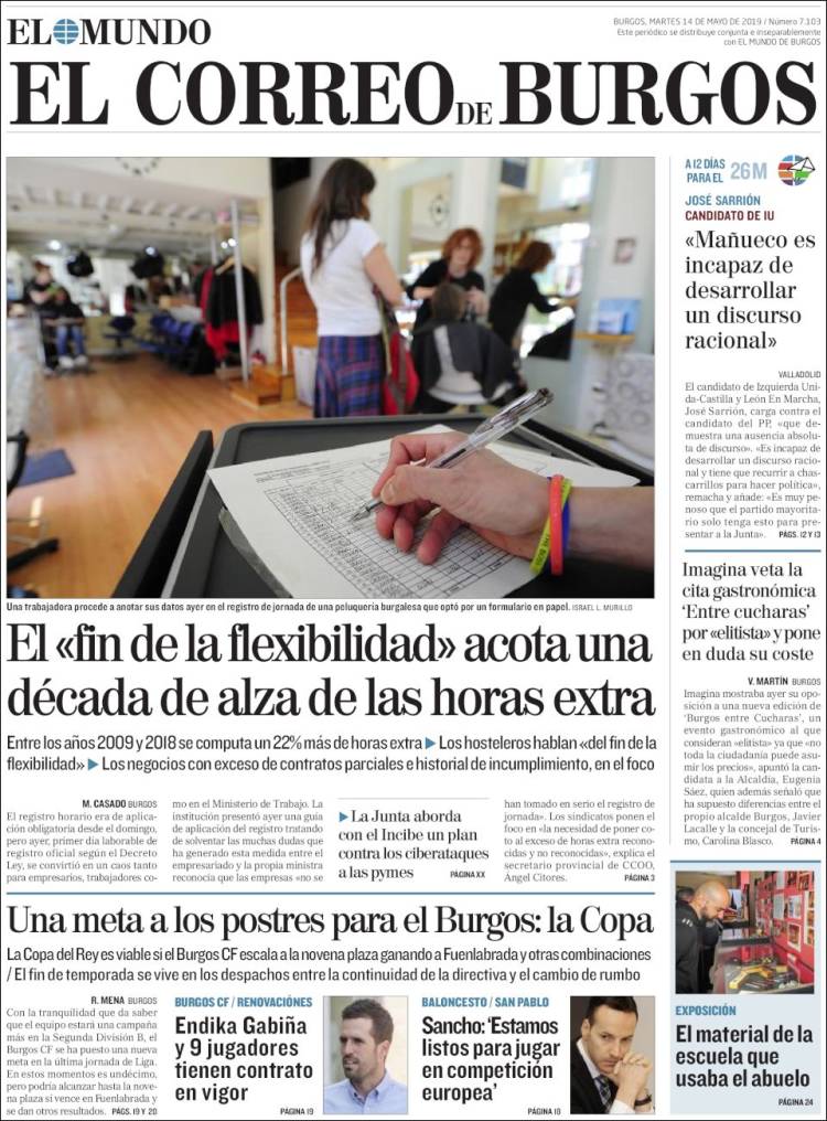 Portada de El Correo de Burgos (Espa&ntilde;a)