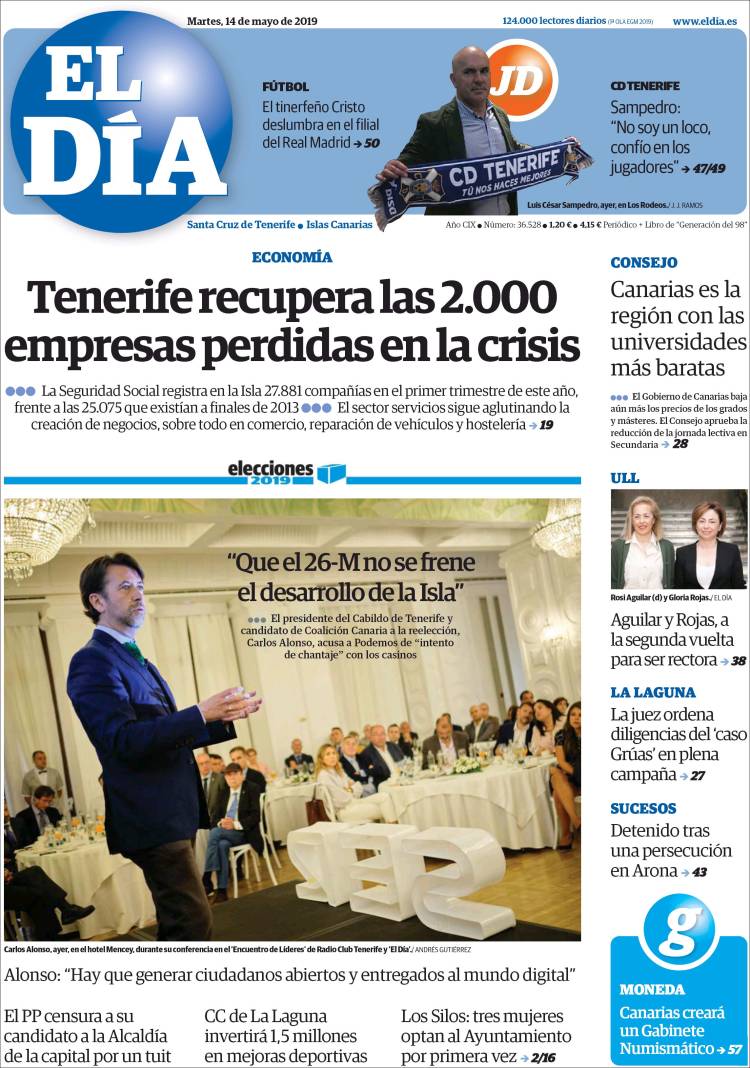 Portada de El Día (Espa&ntilde;a)