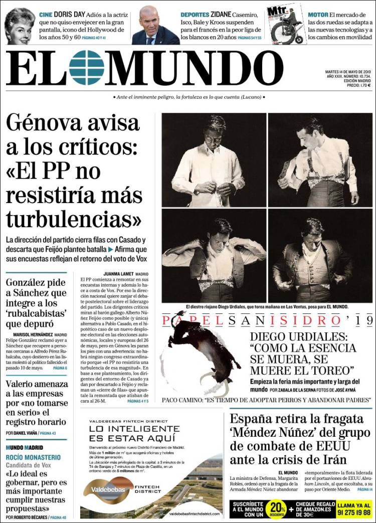 Portada de El Mundo (Espa&ntilde;a)