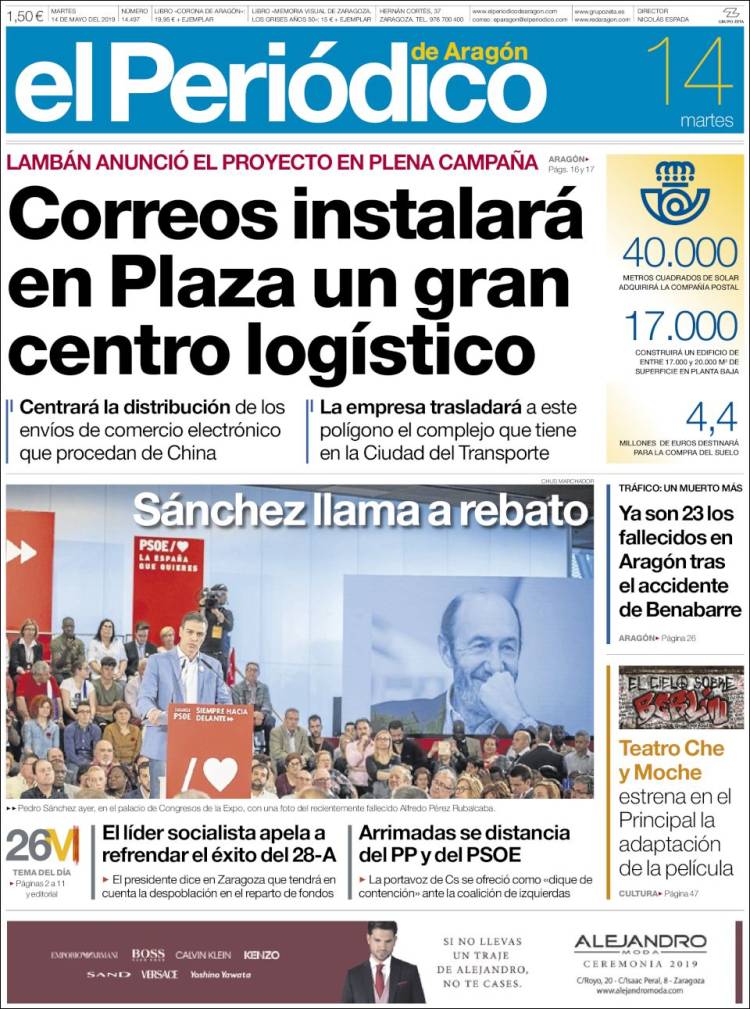 Portada de El Periódico de Aragón (Espa&ntilde;a)