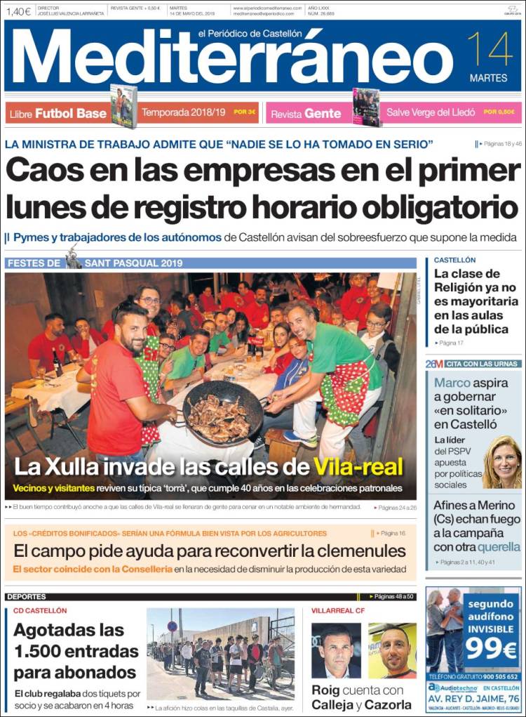 Portada de El Periódico Mediterraneo (Espa&ntilde;a)