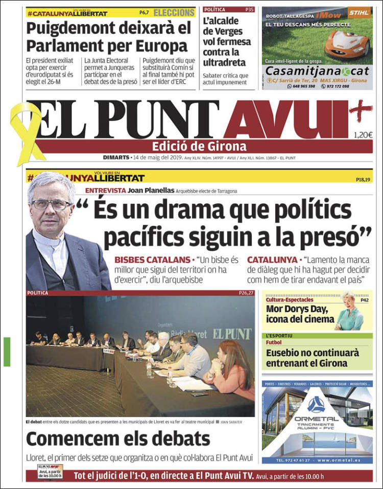 Portada de El Punt Avui - Girona (Espa&ntilde;a)