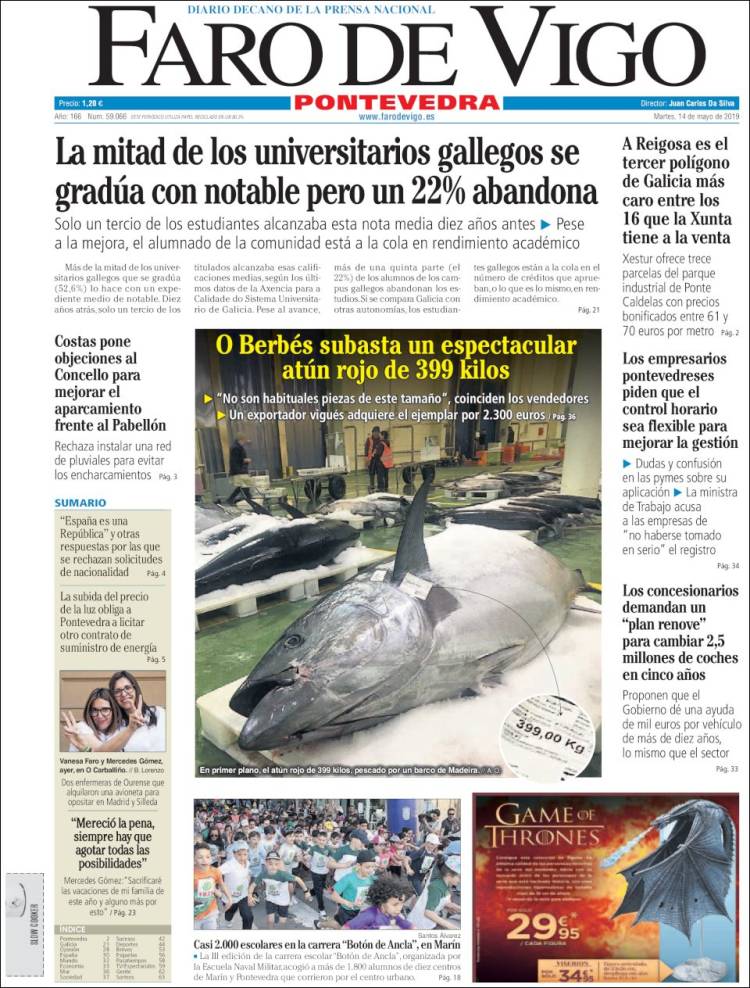 Portada de El Faro de Vigo - Pontevedra (Espa&ntilde;a)