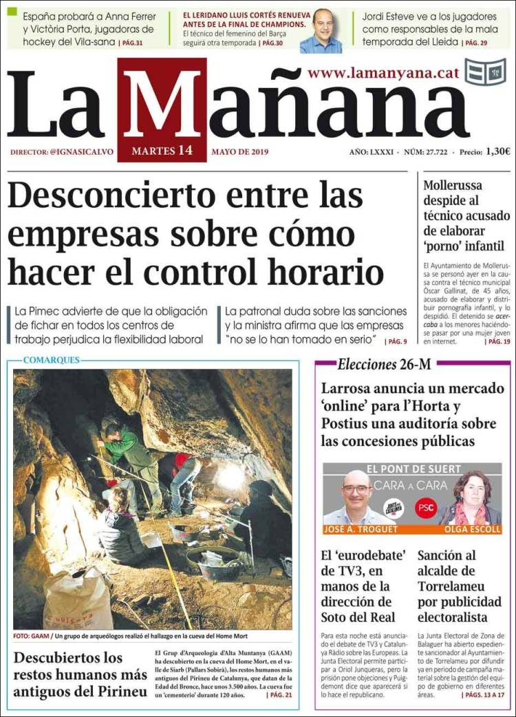 Portada de La Mañana - Diari de Ponent (Espa&ntilde;a)