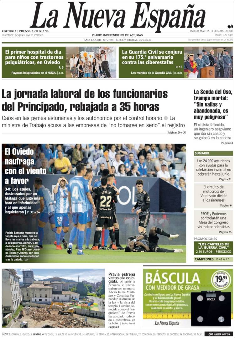 Portada de La Nueva España (Espa&ntilde;a)