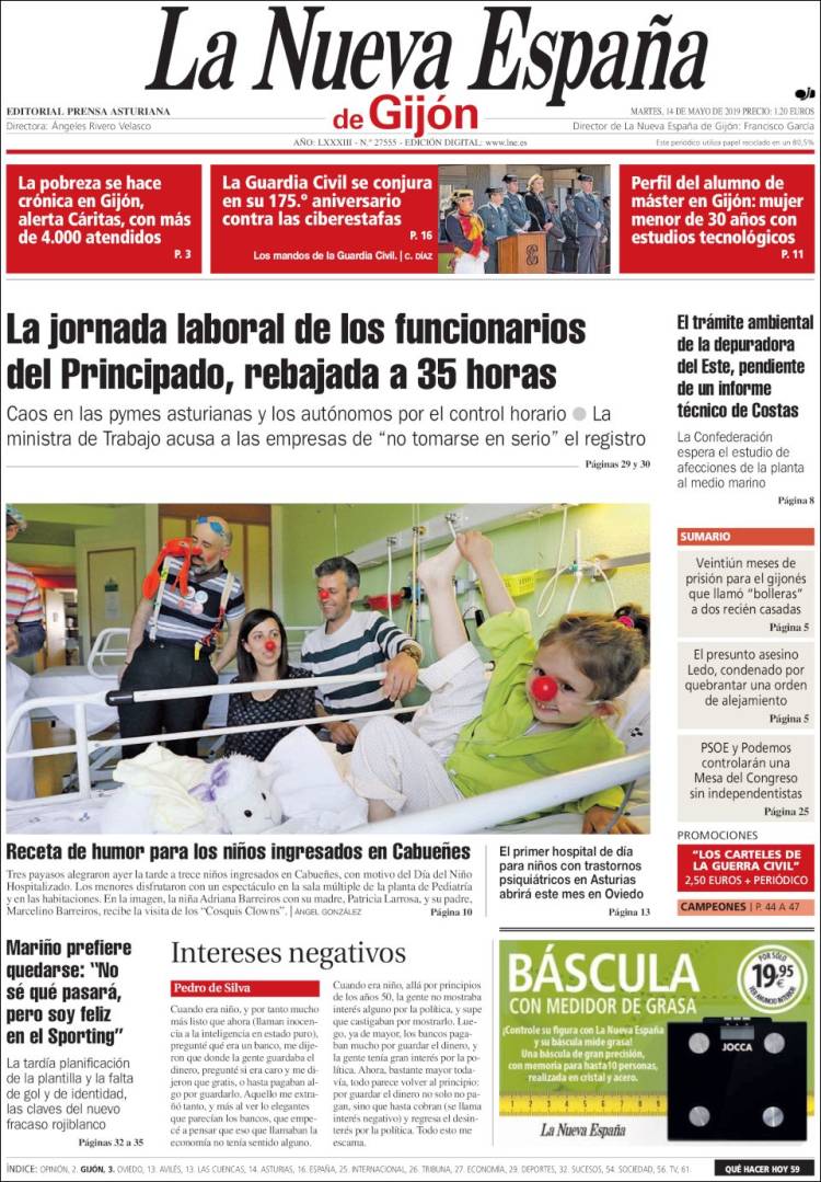 Portada de La Nueva España - Gijón (Espa&ntilde;a)