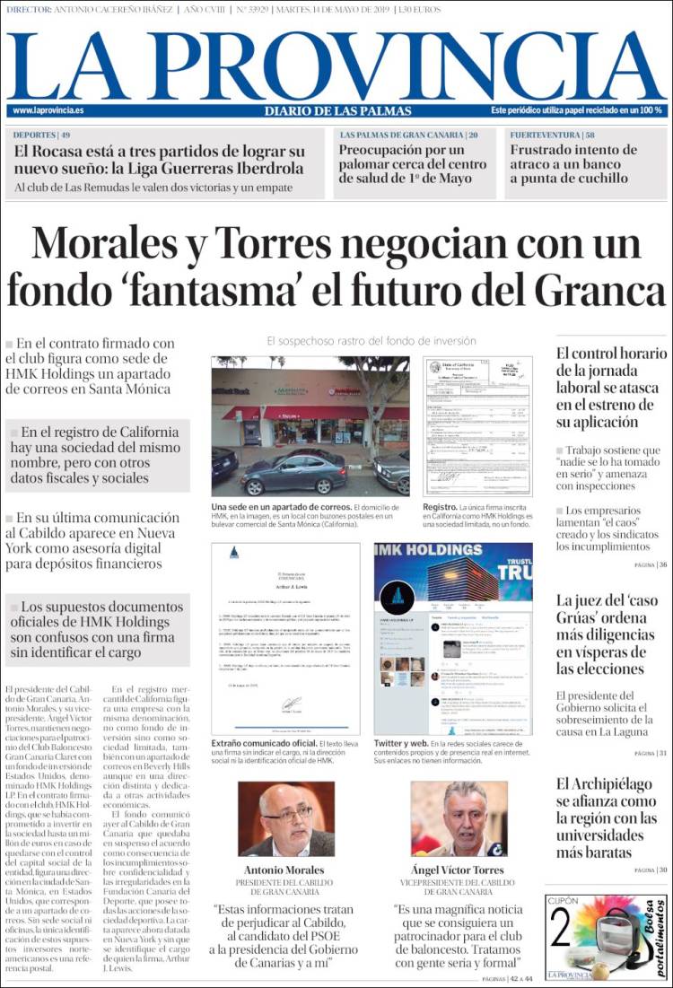 Portada de La Provincia (Espa&ntilde;a)