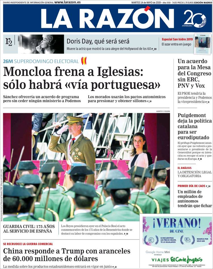 Portada de La Razón (Espa&ntilde;a)