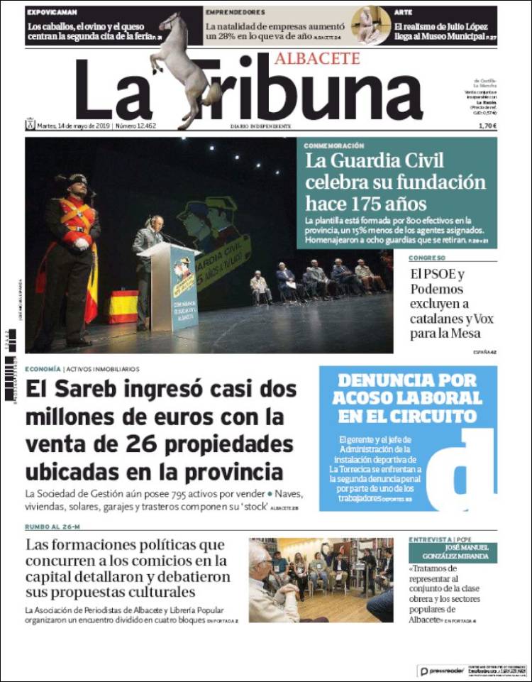 Portada de La Tribuna de Albacete (Espa&ntilde;a)