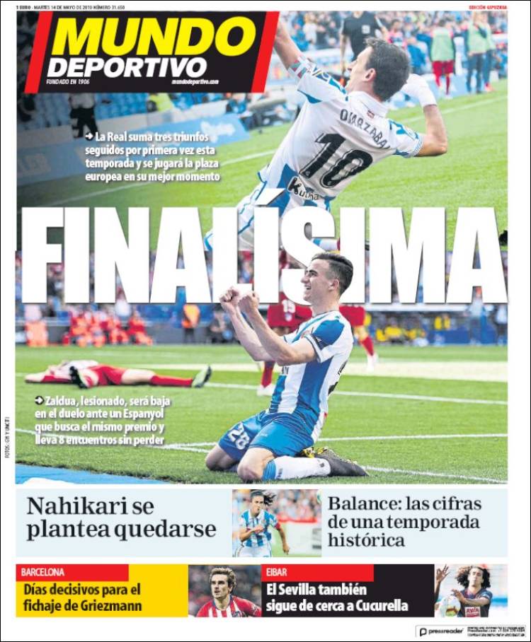 Portada de Mundo Deportivo Gipuzkoa (Espa&ntilde;a)
