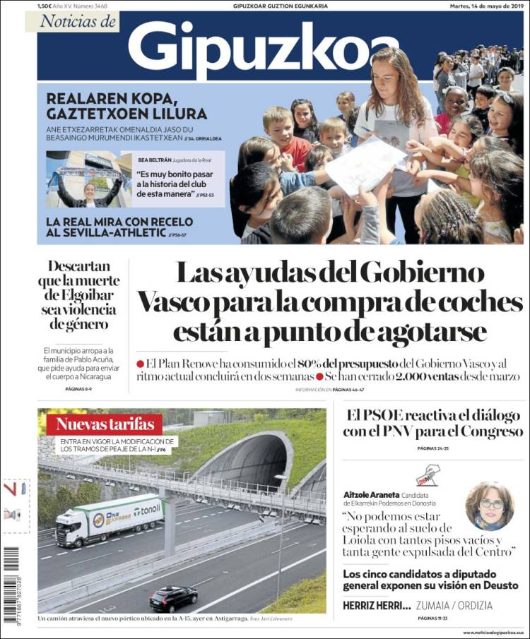 Portada de Noticias de Gipuzkoa (Espa&ntilde;a)