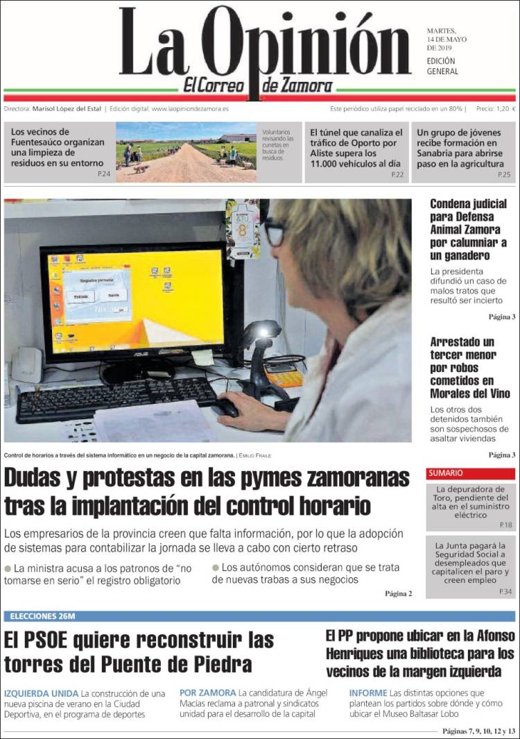 Portada de La Opinión - El Correo de Zamora (Espa&ntilde;a)