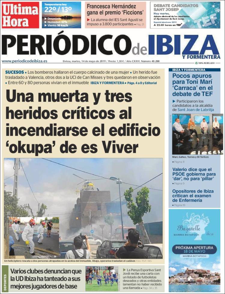 Portada de Periódico de Ibiza (Espa&ntilde;a)