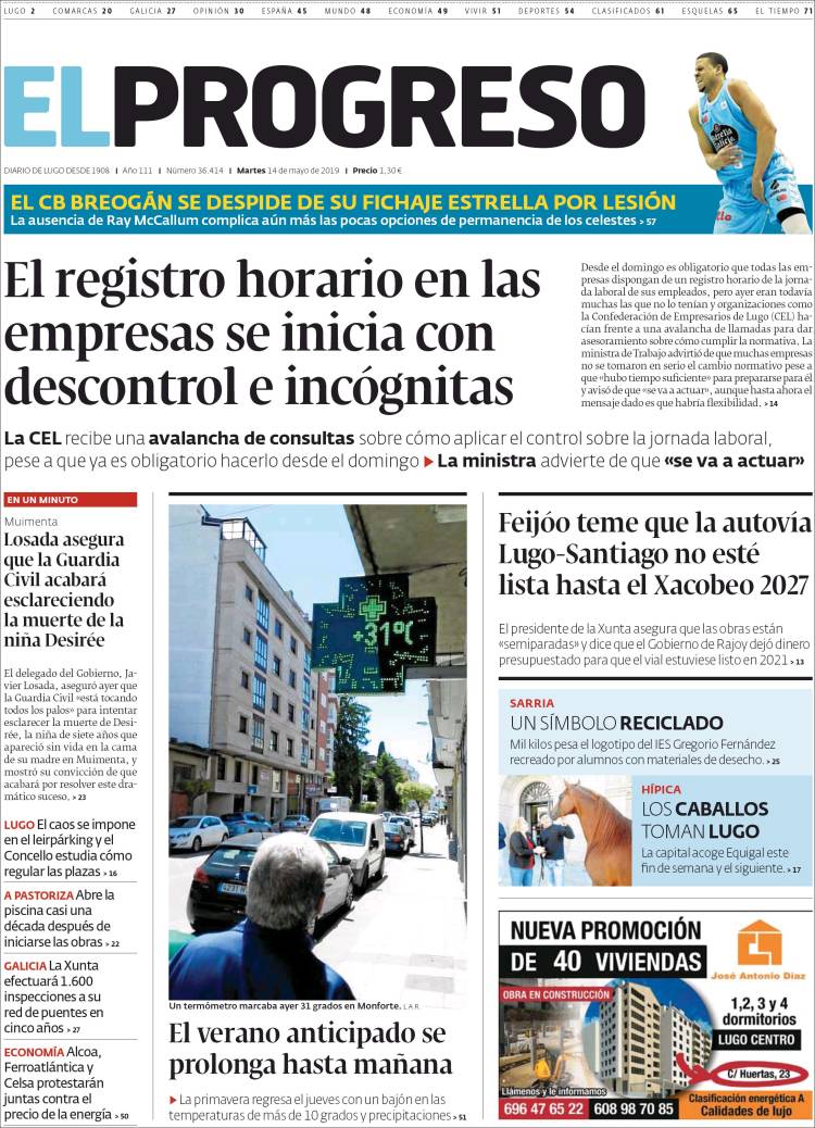 Portada de El Progreso (Espa&ntilde;a)