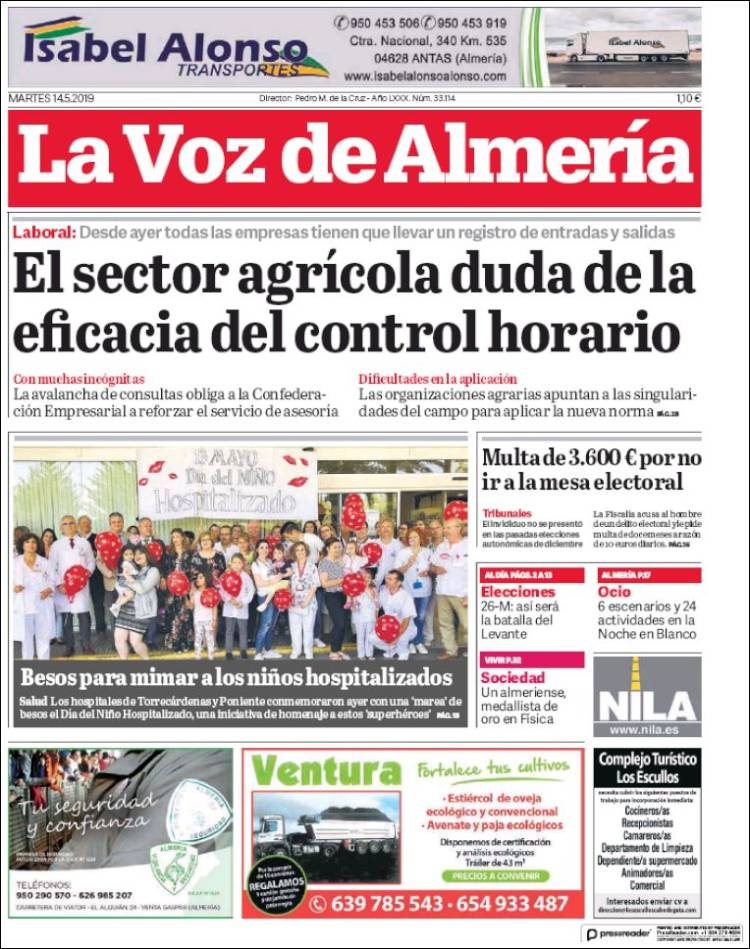 Portada de La Voz de Almería (Espa&ntilde;a)