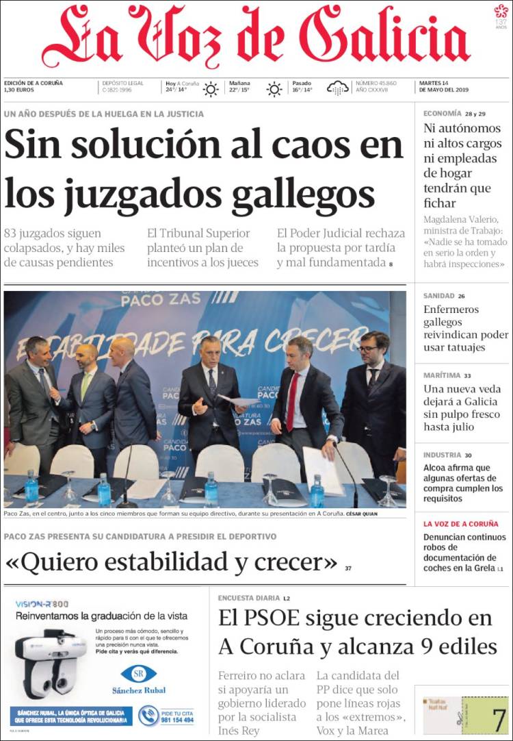 Portada de La Voz de Galicia (Espa&ntilde;a)