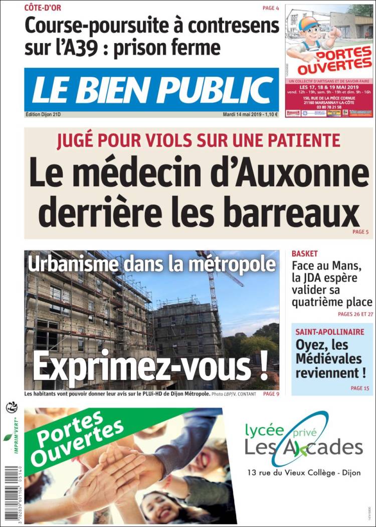 Portada de Le Bien Public (Francia)