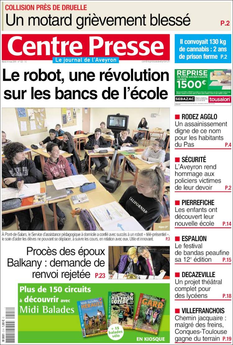 Portada de Centre Presse (Francia)