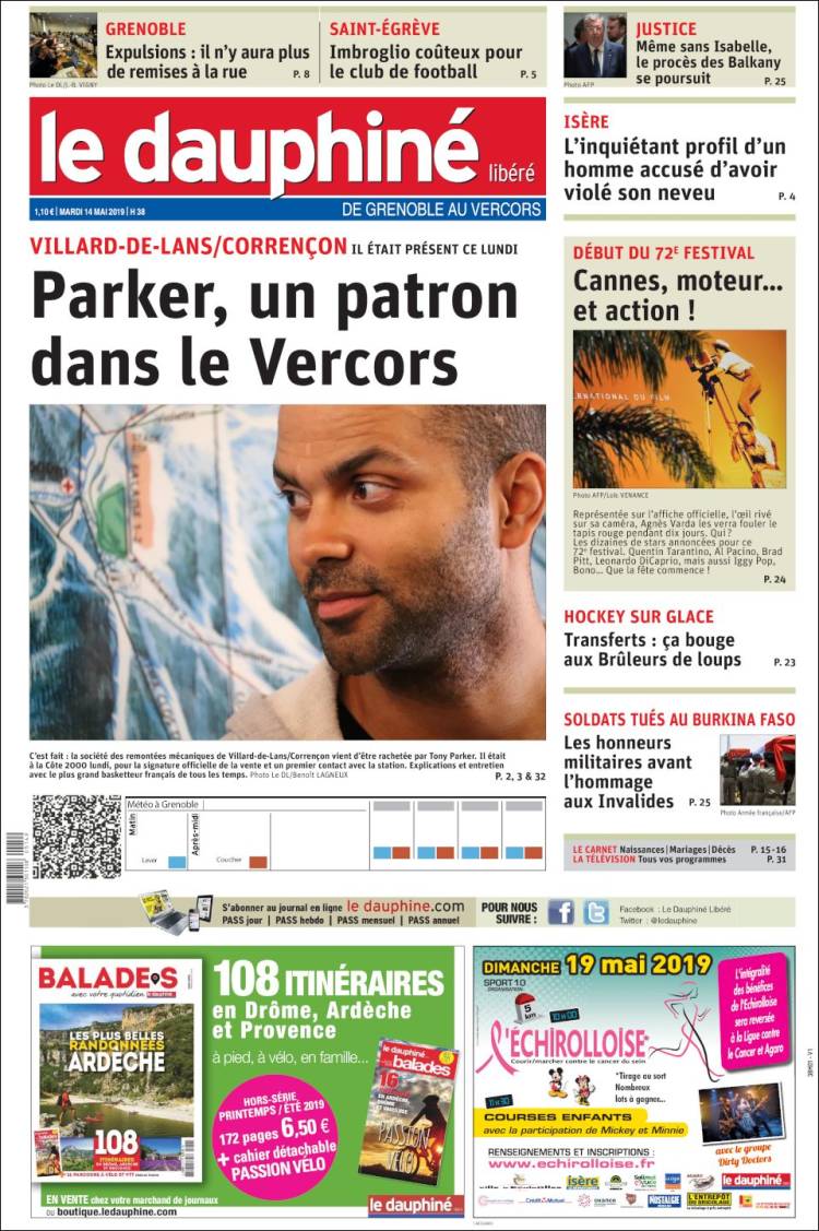 Portada de Le Dauphiné Libéré (Francia)