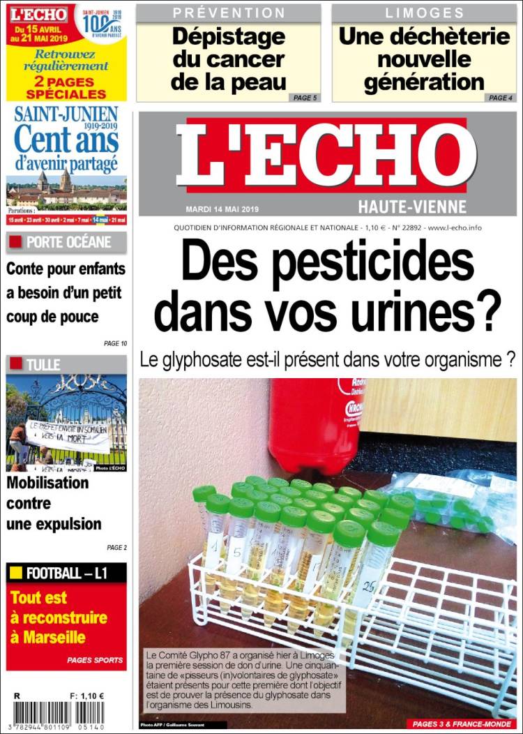 Portada de L'Echo de la Haute-Vienne (Francia)