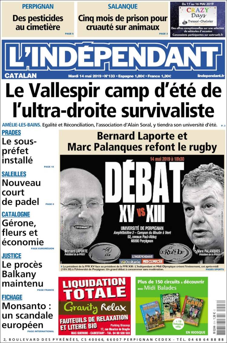 Portada de Le Indépendant (Francia)