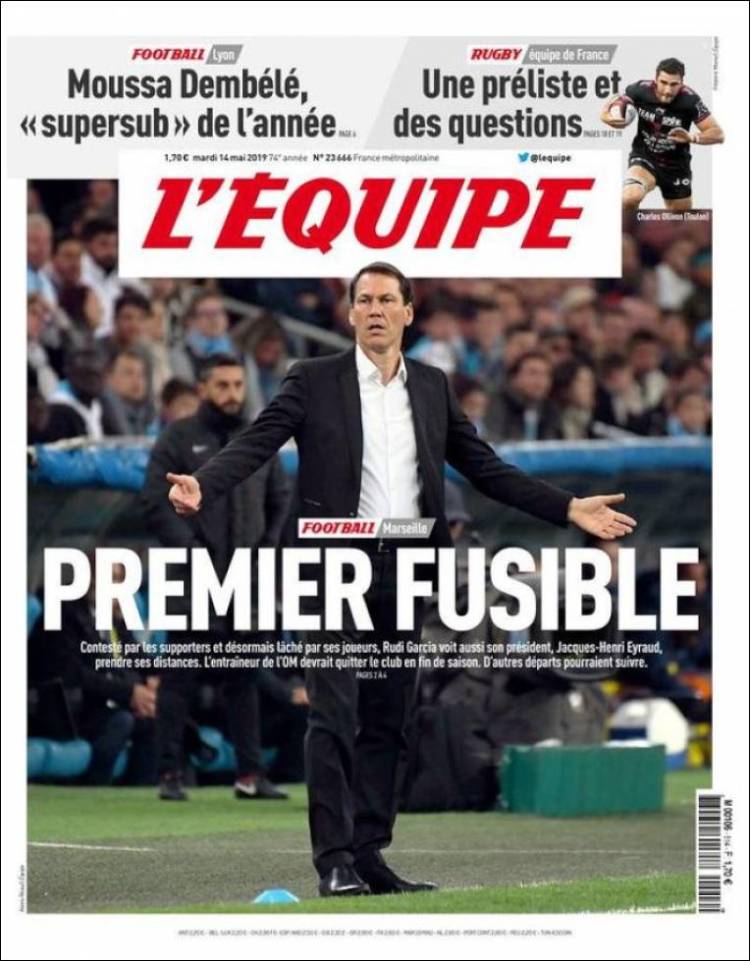 Portada de L'Equipe (Francia)