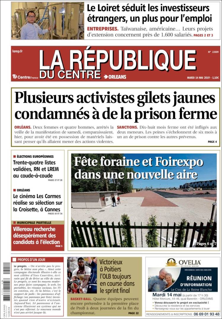 Portada de La République du Centre (Francia)