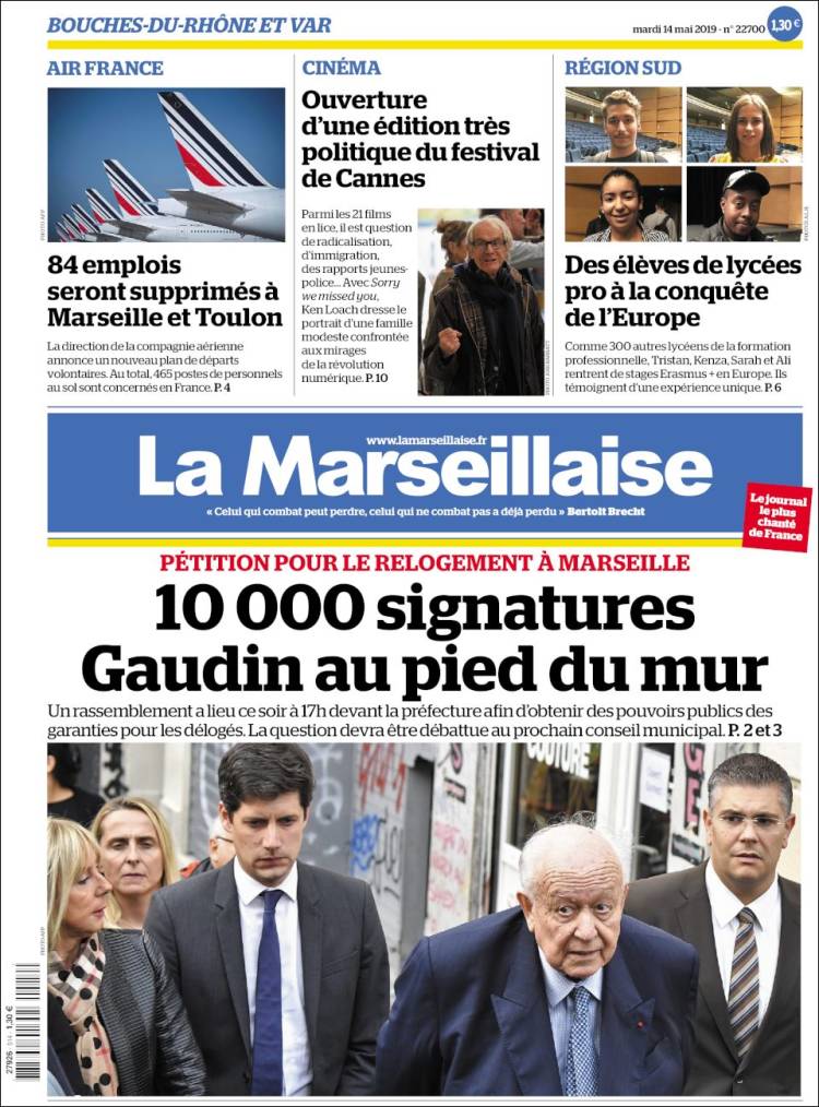 Portada de La Marseillaise (Francia)
