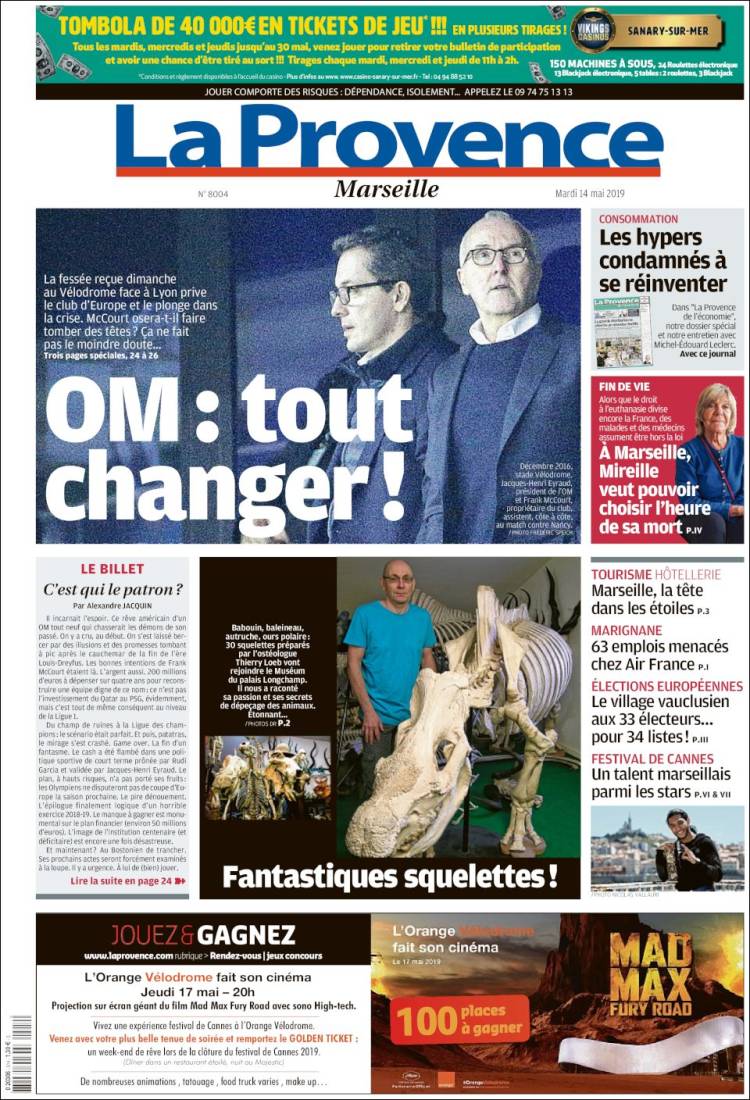 Portada de La Provence (Francia)