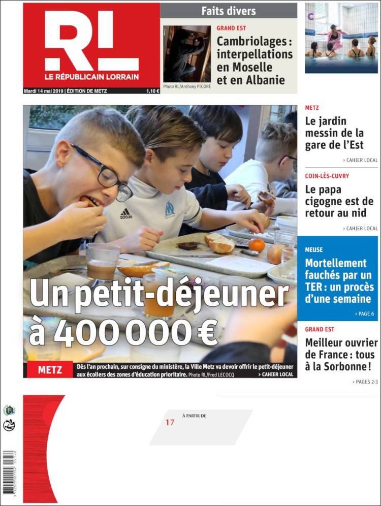 Portada de Le Republicain Lorrain (Francia)