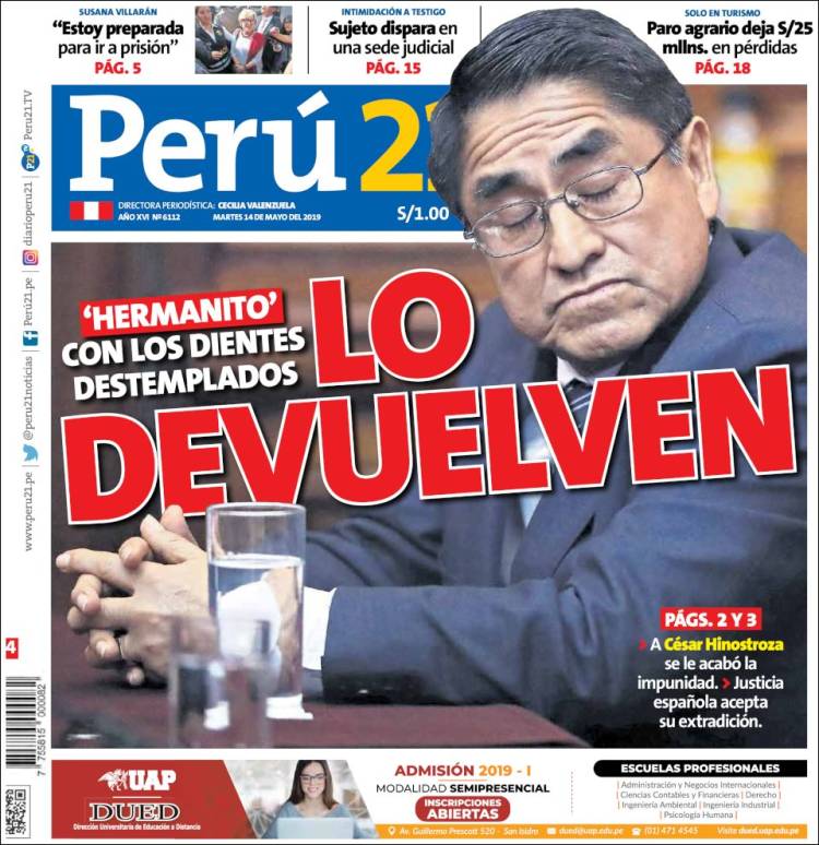 Portada de Perú 21 (Per&uacute;)