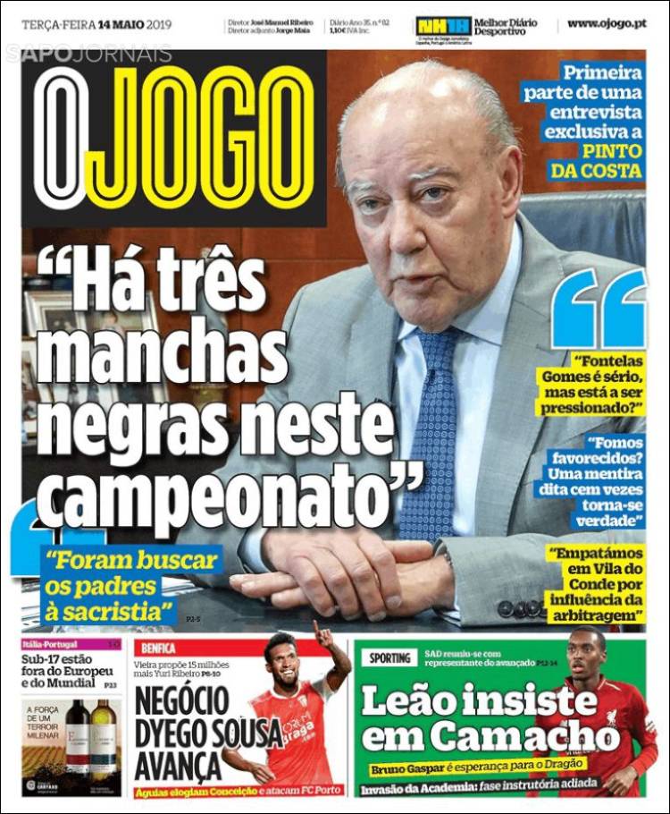 Portada de O Jogo (Portugal)