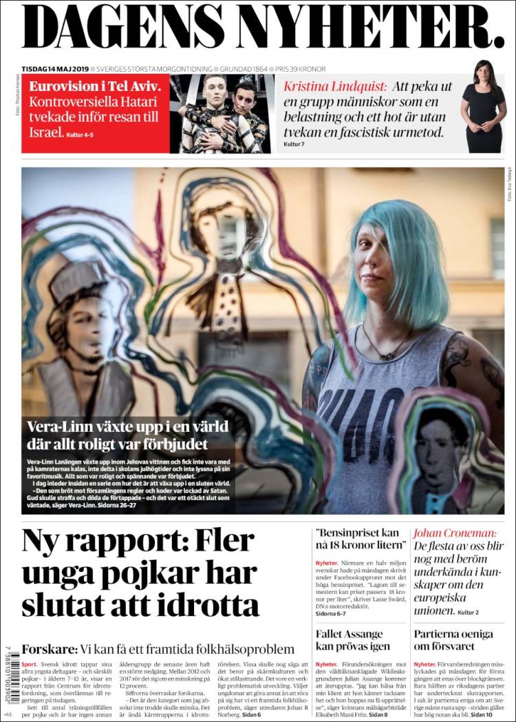 Portada de Dagens Nyheter (Suecia)
