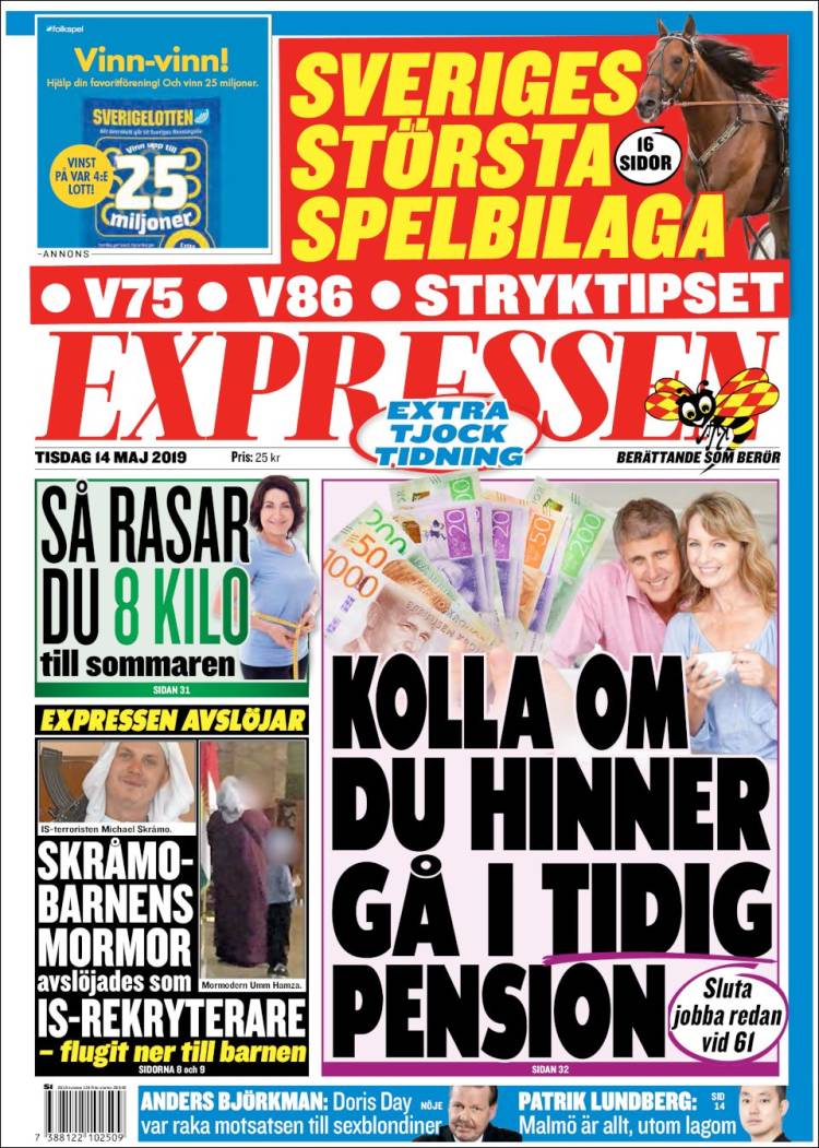 Portada de Expressen (Suecia)