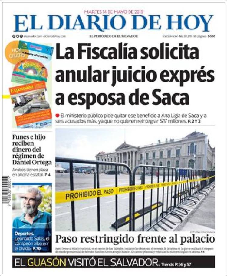 Portada de El Diario de Hoy (El Salvador)