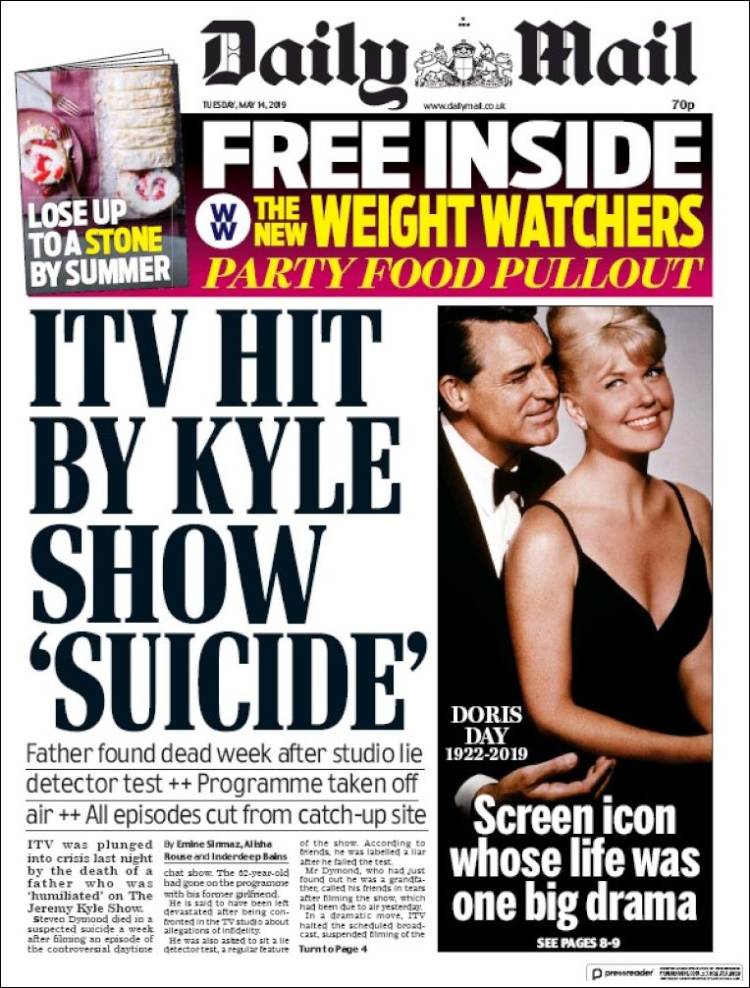 Portada de Daily Mail (Reino Unido)