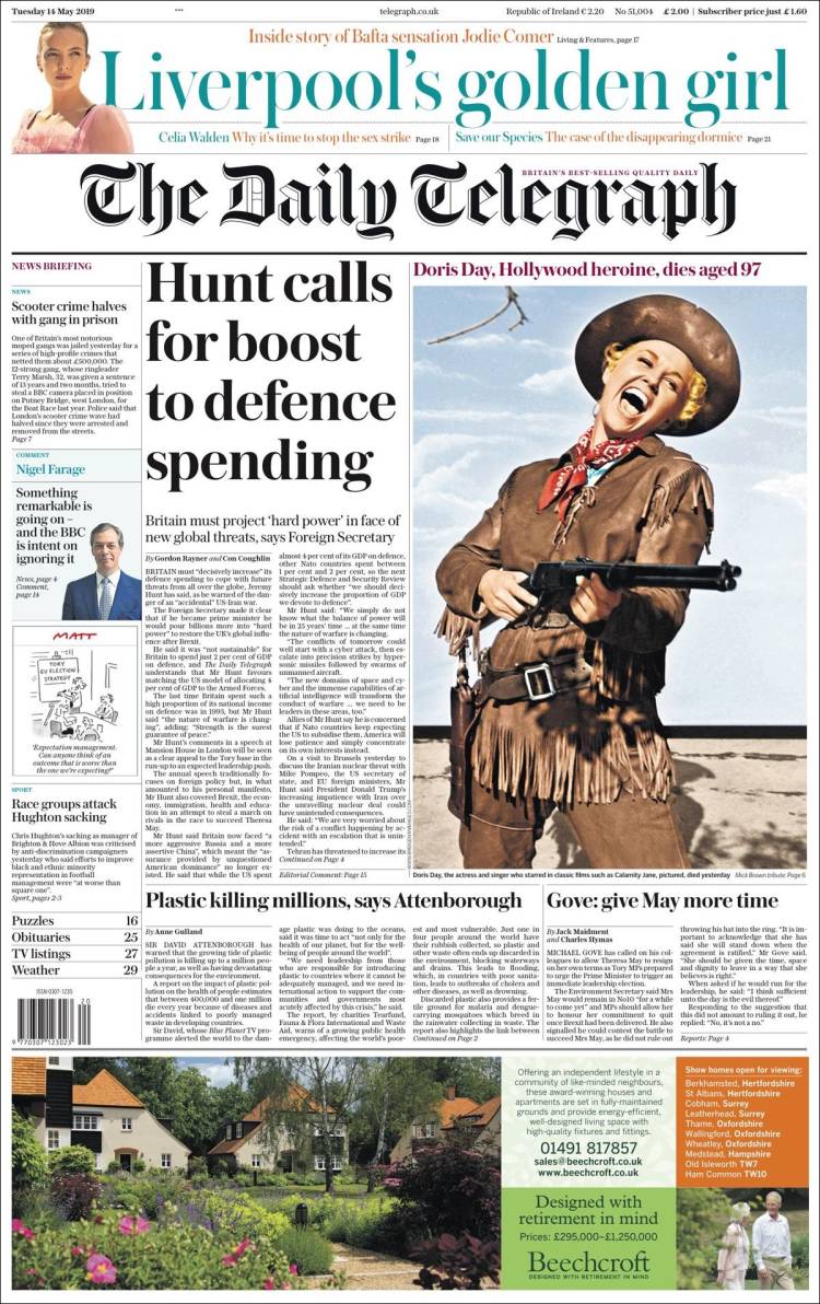 Portada de Daily Telegraph (Reino Unido)