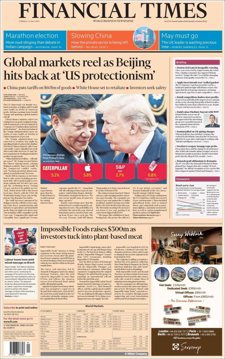 Portada de Financial Times (Reino Unido)