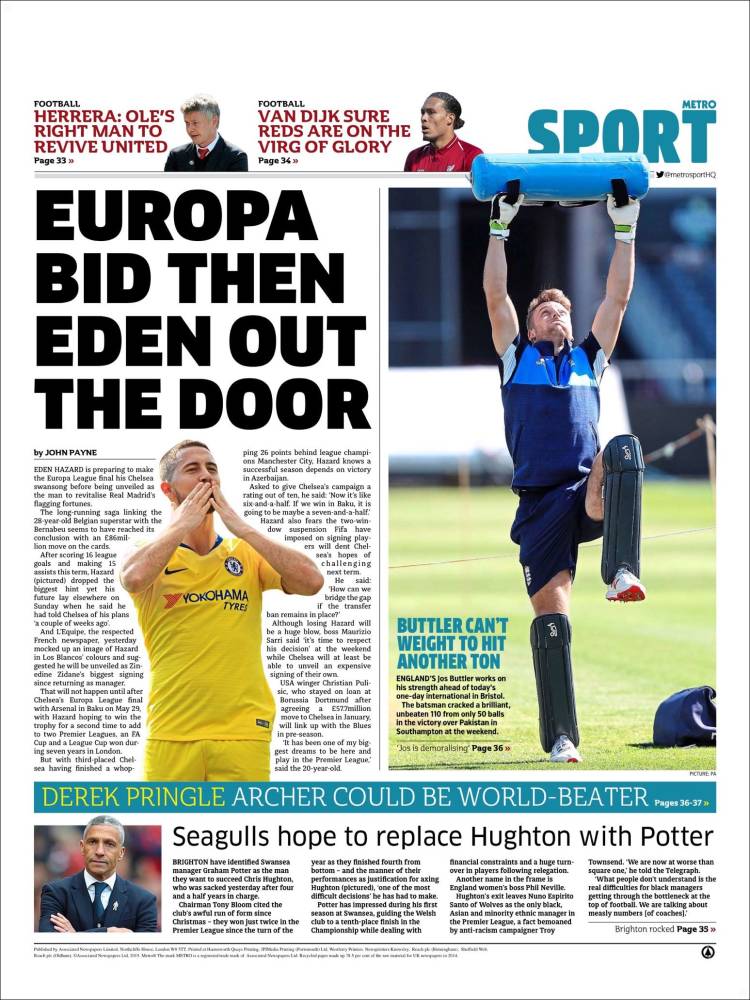 Portada de Metro Sport (Reino Unido)