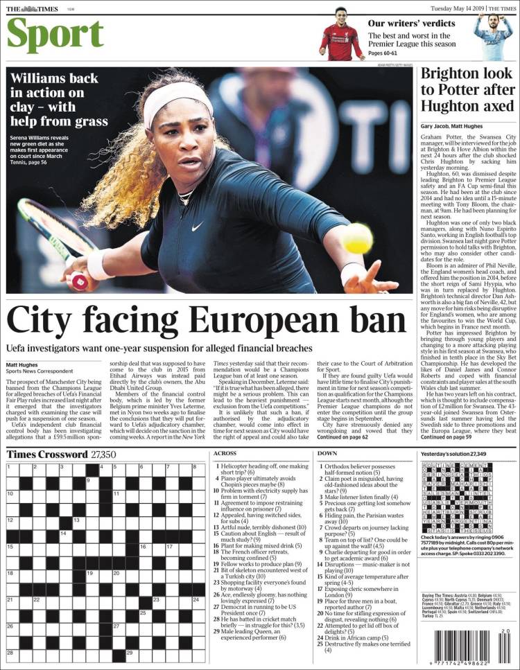 Portada de The Times Sport (Reino Unido)