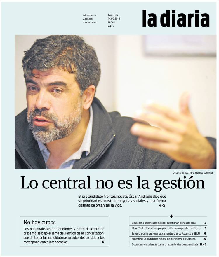 Portada de La Diaria (Uruguay)