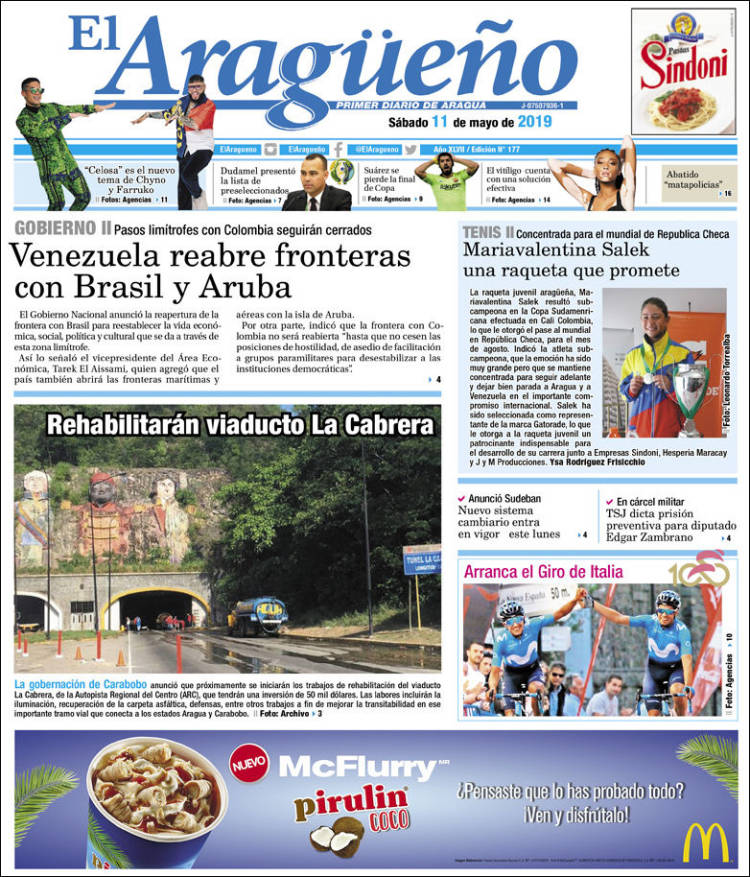 Portada de El Aragüeño (Venezuela)