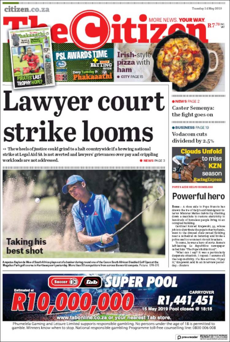 Portada de The Citizen (Sud&aacute;frica)