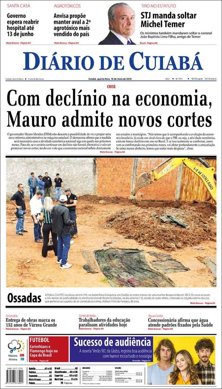 Portada de Diário de Cuiabá (Brasil)