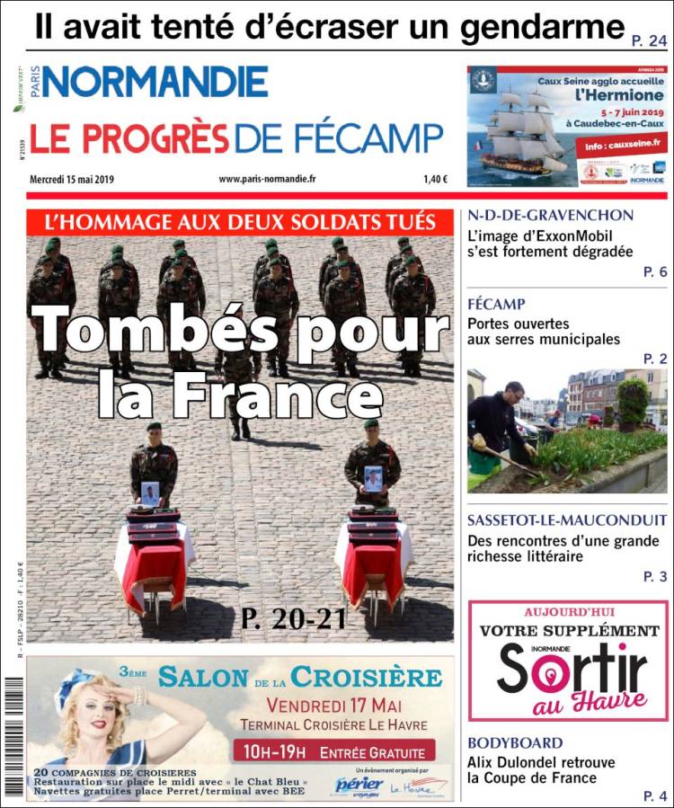 Portada de Progres de Fecamp (Francia)