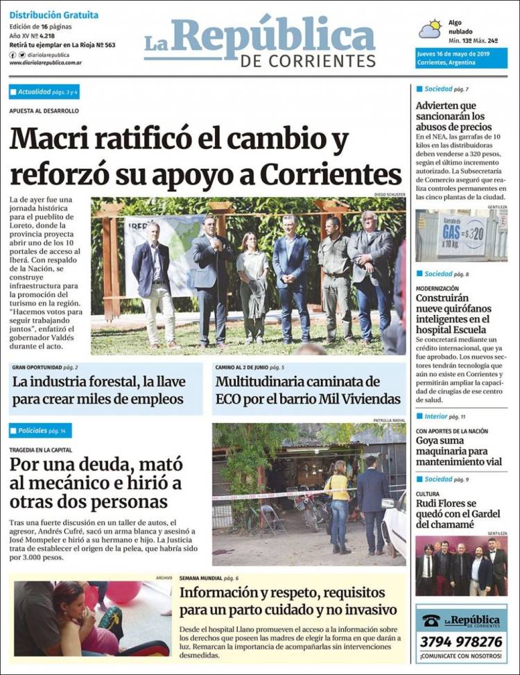 Portada de La República de Corrientes (Argentina)