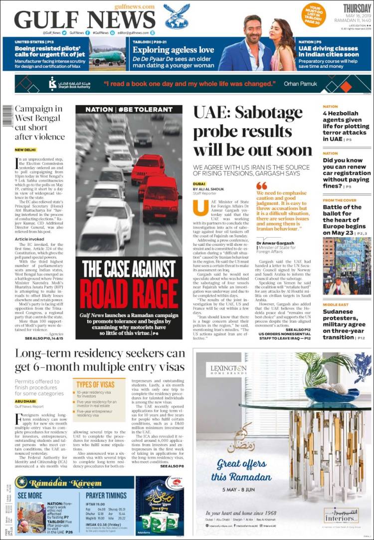 Portada de Gulf News (Asia-Pacific)