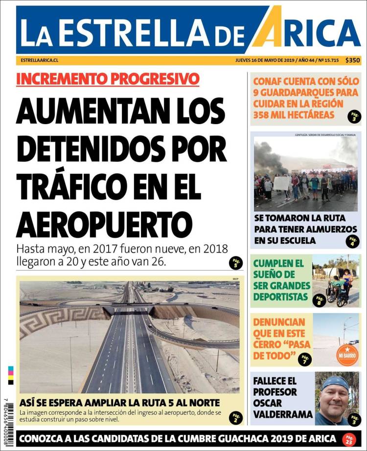 Portada de La Estrella de Arica (Chile)
